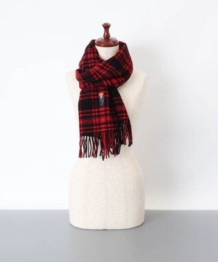 AURORA 【 POLO RALPH LAUREN（ポロ ラルフ ローレン） 】 Polo ベア　フリンジ　ウールスカーフ レッド