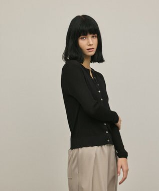 GRACE CONTINENTAL ハイゲージラメニットカーディガン ブラック