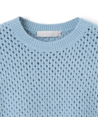 UNFILO L 【野呂佳代さん着用】ふわふわニット メッシュプルオーバー サックス