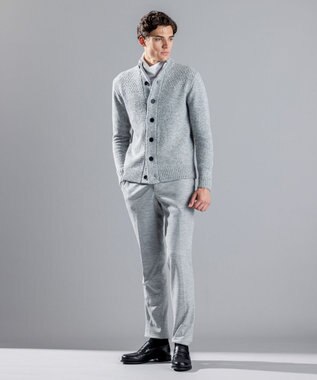 JOSEPH HOMME ツイストメランジ　ニットカーディガン ライトグレー系