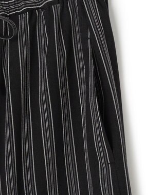 J.PRESS YORK STREET 【WOMEN】リネンストライプ イージーワイド パンツ ブラック系1