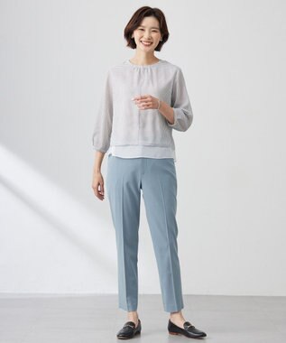 J.PRESS LADIES 【洗える】CARREMAN 2WAY テーパード パンツ スモーキーサックス系