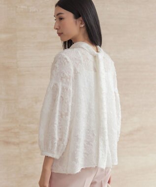 組曲 L 【KUMIKYOKU NAVY / 前後着用可】ヘアリーシフォン ブラウス アイボリー系