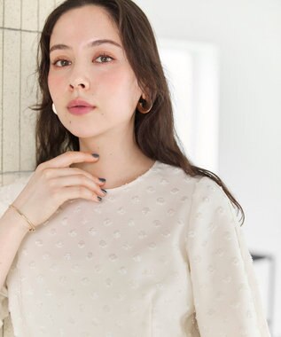 #Newans 【洗濯機可】ジャガ―ドドットペプラムブラウス オフ