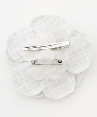 組曲 ツイードパールコサージュ ライトグレー系