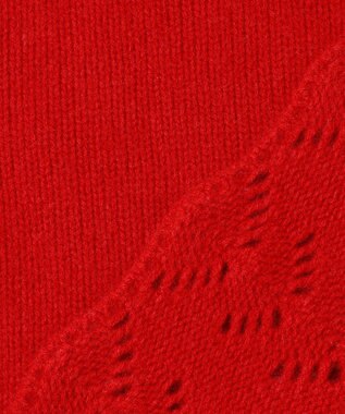 23区 L 【滝沢眞規子さん着用/洗える】レーシーヘムデザイン パフスリーブ ニット レッド系