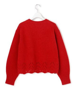 23区 L 【滝沢眞規子さん着用/洗える】レーシーヘムデザイン パフスリーブ ニット レッド系