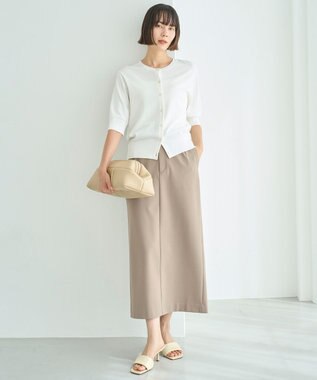 UNFILO L ウールライク Iラインスカート ベージュ