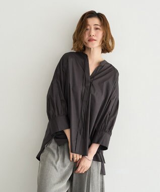 YECCA VECCA 【ORGABITS】5分袖スキッパーシャツ Charcoal Gray