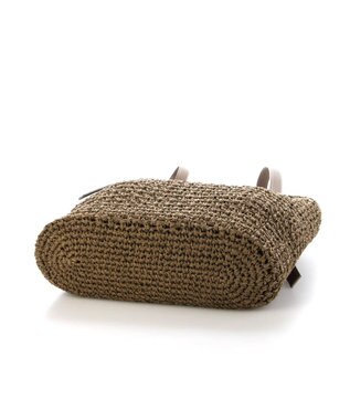 UNBILLION カシュカシュ cachecache / ベルトハンドル地柄編みトート カゴバッグ ブラウン