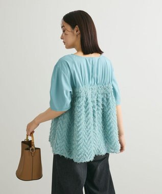 Green Parks フェザージャガードドッキングブラウス Mint