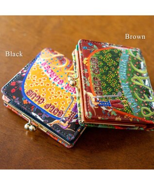 tsumori chisato CARRY ガーデンゴルフクラブ がま口 ミニ財布 2つ折り財布 ブラウン