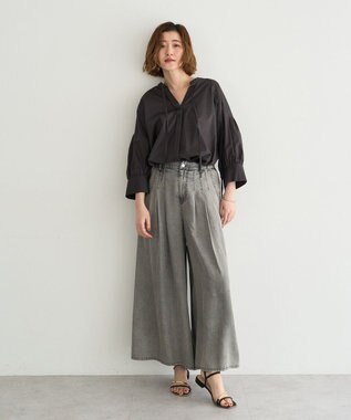 YECCA VECCA バイオ加工ヴィンテージデニムワイドパンツ Gray