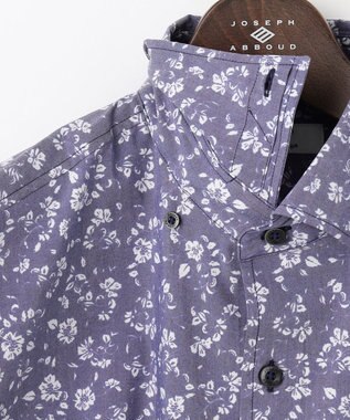 JOSEPH ABBOUD 【洗える】フラワーモチーフストレッチ シャツ ネイビー系5