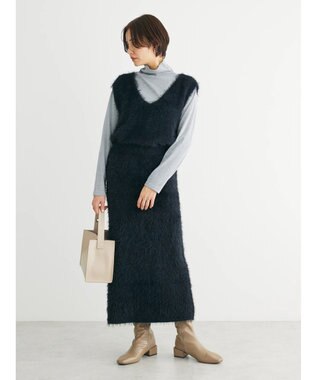 Green Parks ・Ｐｅｔｉｔ　Ｆｌｅｕｒ　シャギーニットベスト Black