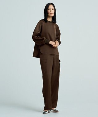 uncrave 【洗濯機洗い可】サテン ブラウス（uncrave WHITE） ブラウン