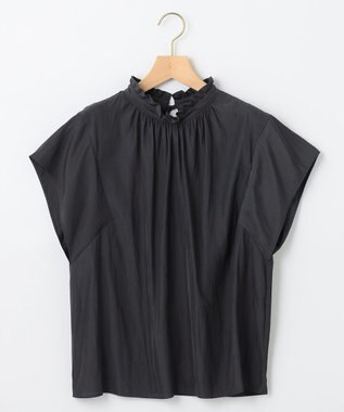 組曲 S 【前後着用可】ギャザーライトデシン ブラウス ブラック系