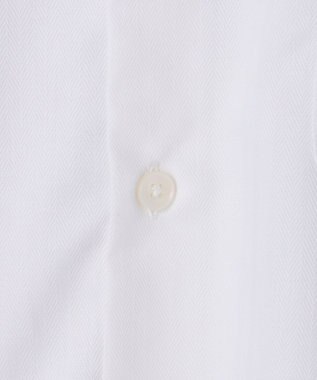 GOTAIRIKU 【形態安定】PREMIUMPLEATS_セミワイドカラー _織柄_通年ドレスシャツ(25年モデル) ホワイト系(折柄/ヘリンボーン)