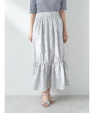earth music&ecology フラワーティアードテックスカート Grayish Blue