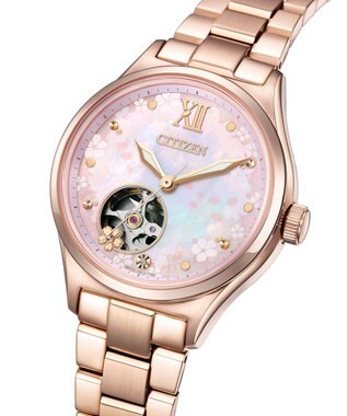 CITIZEN 【機械式腕時計 オープンハート】桜の花びらが水面を美しく彩る情景をモチーフにした限定モデル PC1015-59W ピンクゴールド