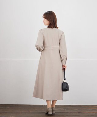 Tiaclasse L パイピングフレアワンピース ベージュ