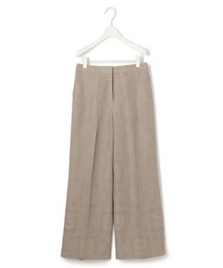 ICB L 【日本製・洗える】ペイズリーレノクロス ワイドストレートパンツ クリームブラウン系