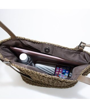 UNBILLION カシュカシュ cachecache / ベルトハンドル地柄編みトート カゴバッグ ブラウン