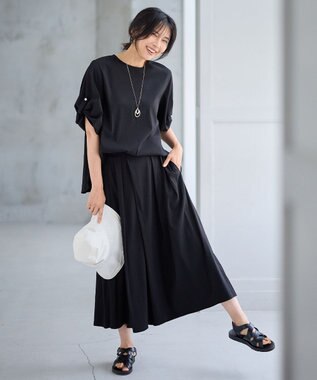 ANY 【大好評につき新色登場！/洗濯機可能/接触冷感/UVケア】清涼リラックススカーチョ ブラック