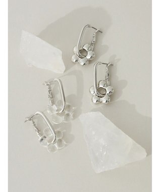 Green Parks ・ＨＡＬＦ　ＴＩＭＥ　２ＷＡＹモノトーンフラワーピアス Silver