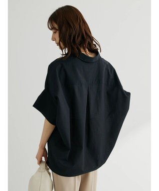 Green Parks 綿麻混スキッパーシャツ Black