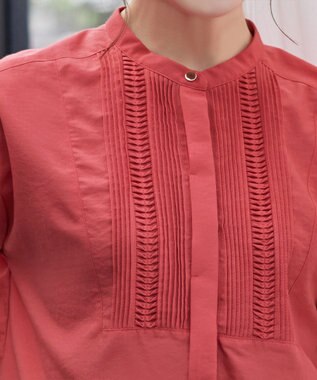 Tiaclasse 【洗える】フレンチスリーブピンタックブラウス オレンジ