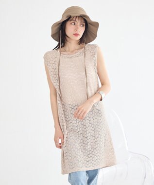 earth music&ecology 【2WAY】レースギャザーワンピース Beige