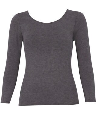 Wing カップ付きインナー あったか素材 ラク きれいなバストシルエット 【シンクロブラトップ】 8分袖 長袖 秋 冬 ET1865 ウイング／ワコール ダークブラウン