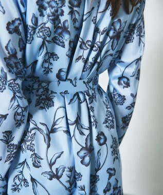 GRACE CONTINENTAL オリエンタルフラワープリントワンピース ブルー