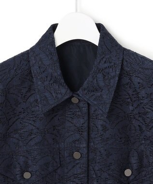 ICB L 【洗える】リーフラッセルレース ジャケット ネイビー系