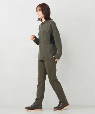 JOSEPH ABBOUD MOUNTAIN 【UNISEX】ランダムスラブリップハーフジップ カーキ系