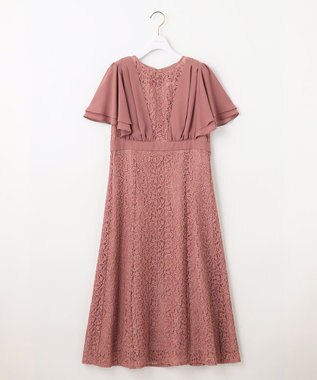 ANY SIS 【Lily Calin】ナローフレアレース ドレス テラコッタピンク
