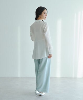 YECCA VECCA パールジャガードペプラムブラウス Off White