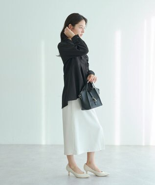 YECCA VECCA パールジャガードペプラムブラウス Black