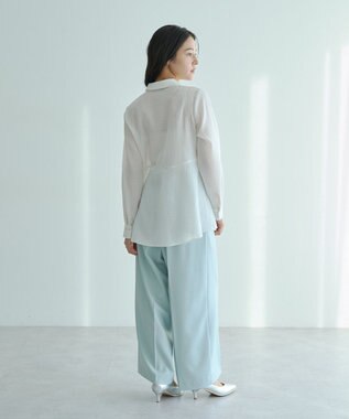 YECCA VECCA パールジャガードペプラムブラウス Off White