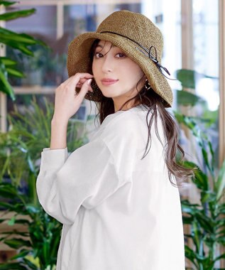 Tiaclasse ナチュラルな風合いのアンダリミックスクロシェハット キャメル