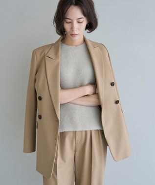 UNFILO L ナイロンシャギー  ハーフスリーブ プルオーバー グレージュ