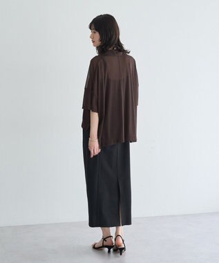 YECCA VECCA 【2点SET】シアーポロシャツ×キャミワンピース Brown