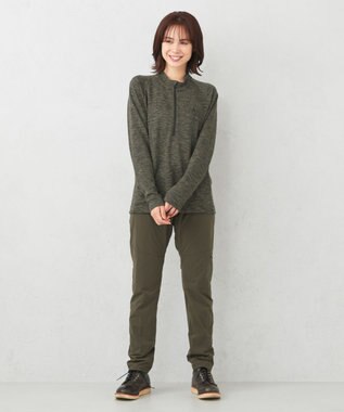 JOSEPH ABBOUD MOUNTAIN 【UNISEX】ランダムスラブリップハーフジップ カーキ系