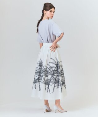 GRACE CONTINENTAL リゾートプリントTシャツ グレー