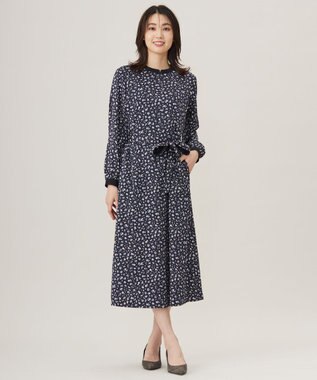 J.PRESS LADIES L 【洗える】スパンウェーブフラワープリント ワンピース ネイビー系5