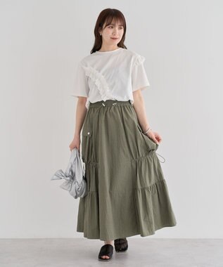 Green Parks ・Ｐｅｔｉｔ　Ｆｌｅｕｒ　アシンメトリーフリルＴＥＥ Gray Mixture