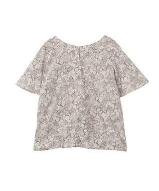 YECCA VECCA ラインフルーツ柄ラッフルブラウス Beige