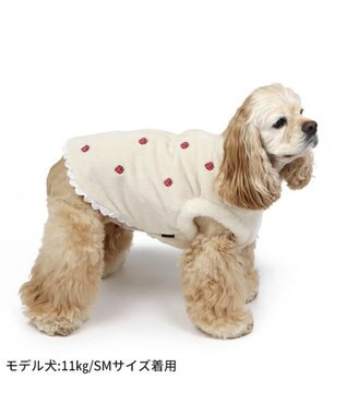 PET PARADISE ペットパラダイス 背中開き ベスト 苺 刺繍 中型犬 大型犬 白~オフホワイト