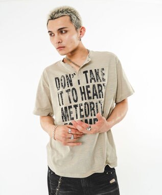 WEGO 【ユニセックス着用ITEM】ビッグロゴスラブヘンリーネックT（SS） ベージュ